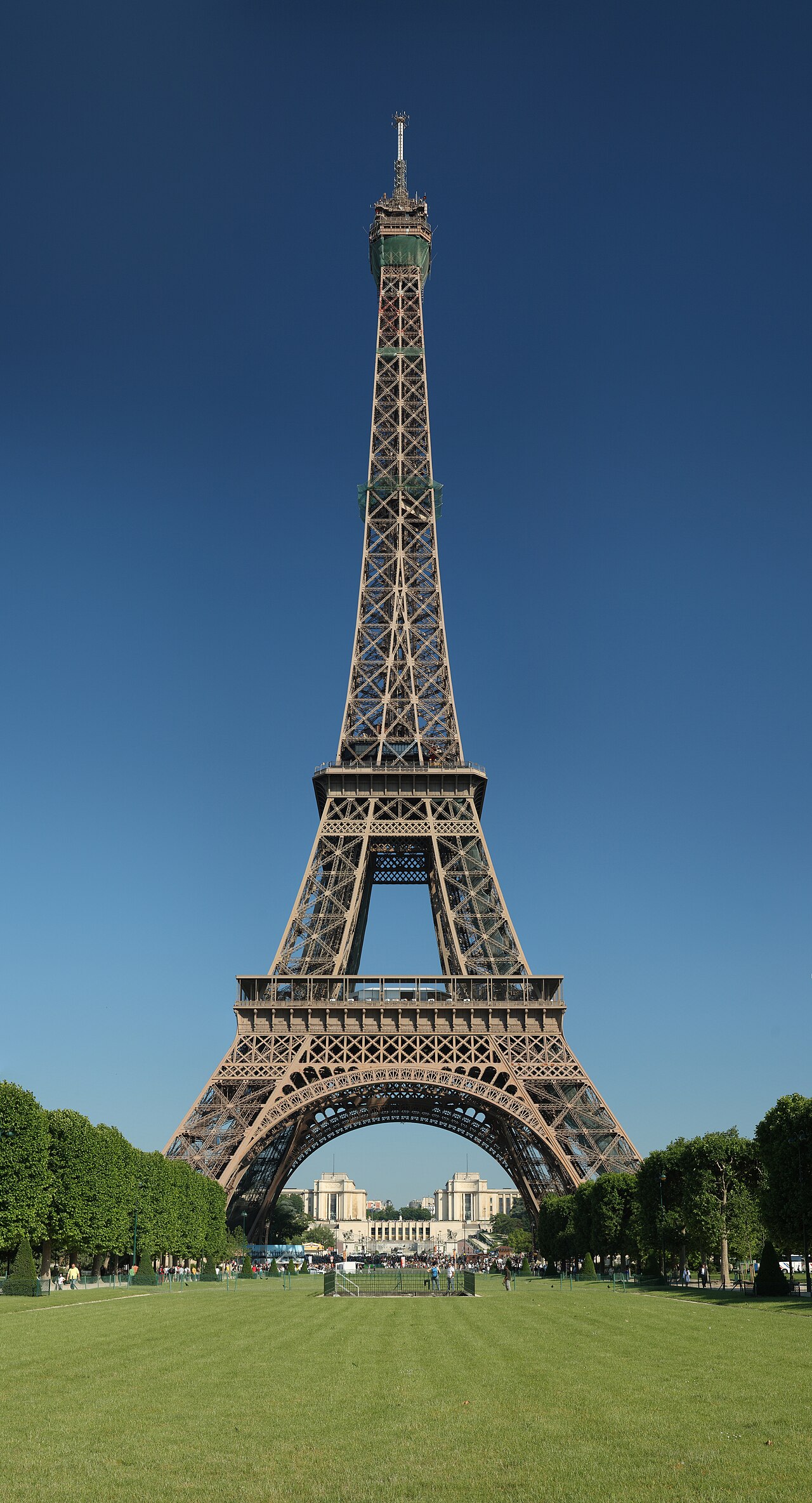 Eiffel Tower , seen from the Champ de Mars , Paris, France